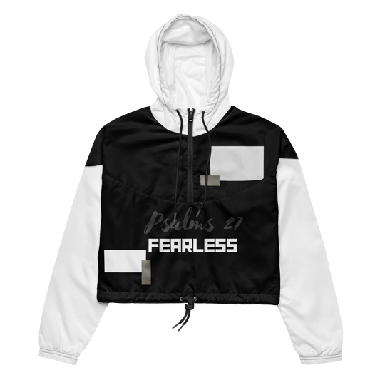 Psalms Collection's Fearless Women's Cropped Windbreaker In Black