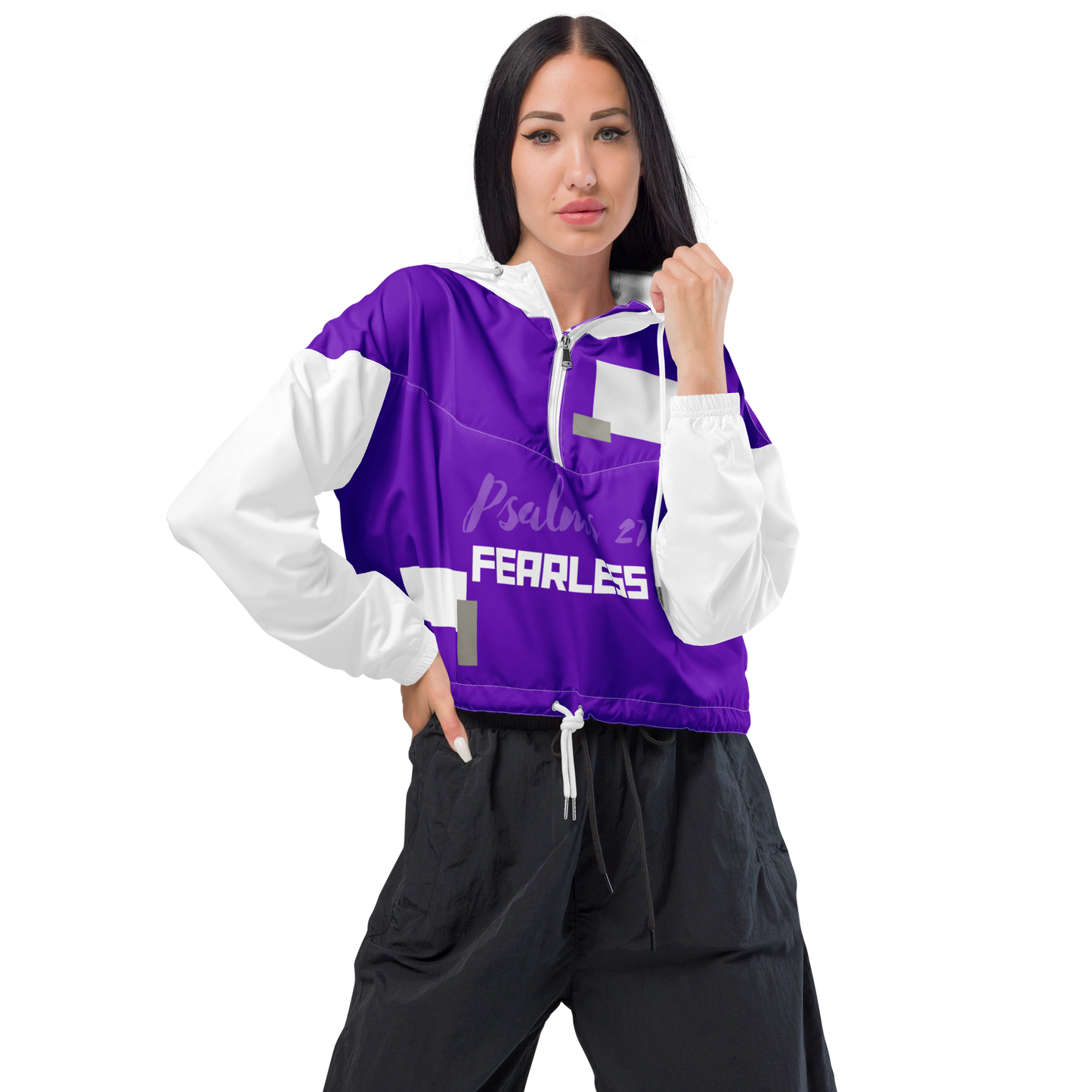 Psalms 27 Fearless Purple Cropped Windbreaker